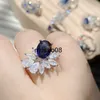 Band Rings 925 Sterling Silver Vintage Fashion Ring Women Simulation Sapphire Promise Wedding Band Rings Ladies Trendy Zirconia Jewelry J230602