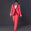 Costumes pour femmes 2023 dernier costume d'affaires pour femmes avec un bouton 2 pièces coupe ajustée rouge revers femme pantalon travail Blazer