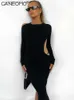 Parti Elbiseleri Uzun Kollu Sırtsız Bodycon Slit Maxi Elbise Kadınlar Sonbahar 2022 Seksi Parti Giysileri Zarif Akşam Kümesi Kesme Uzun Elbiseler T230602