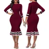 Klä nyanlända 2023 Kvinnor Vintage Church Dresses Elegant 3/4 ärmar under knä mode formell middagsfest slitage sjöjungfrun klänning