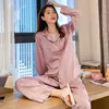 Sexy Pyjamas High-quality Ice Silk Pajamas Women's Spring Sexy Long-sleeved Trousers Two-piece Set Women's Leopard Print Luxury Home Service J230601