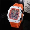Fashion Designer Watches Richards Mens Quality Candy Rubber Strap Small Dial Work All Functional Chronograph Quartz Movement Watch Waterproof Montre De Luxe