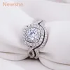 Newshe 1 9 Ct 2 Stuks Solid 925 Sterling Zilveren Trouwring Sets Engagement Band Mode-sieraden Voor Vrouwen JR4844 wzw240H