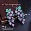 Dangle Chandelier CWWZircons Luxury Micro Pave Purple Green Cubic Zirconia Stone Big Long Dangle Drop Leaf Wedding Party Earrings for Women CZ388 230602