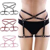 Body Jewelry Sexy Harajuku Leather Punk Goth Garter Belts Leg Ring With 2 Suspenders Straps And Detachable O-ring Harness Rave Outfit