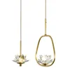 Pendant Lamps Copper Crystal Lotus Lights Bedroom Living Bedside Chinese Post Modern Luxury Single Balcony Aisle Hanging Lamp Lighting