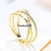 Band Rings Huitan Fancy Cross Design Women Rings for Wedding Party Gold Color Fashion Versatile Female Accessories Cubic Zirconia Jewelry J230602