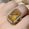 Полоса кольца 6 стиль элегантные женщины 925 Серебряное кольцо с стерлингом Желто -кристалл лаборатория бриллиантовое геометрическое кольцо с изысканными свадебными драгоценностями J230602