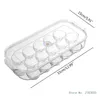 Lagringsflaskor 16 GRID EGG BOX TRAY MED LID Kök Kylskåp Transparent Drop Rack Boxes Organizer