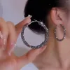 Oorringen Wintrue 49mm Grote Cirkel Kristal Voor Vrouwen Zilver Kleur Mode Ronde Glanzende Grote Oorbel Sieraden Party Gift