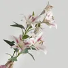 Decorative Flowers 3PCS Artificial 3 Heads Lily Flower Bouquet Real Touch Flore Wedding Road Leading Stage Setting Fake Wreath Branch Office