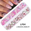 12 GridSbox Laser Love Designs Oregelbundna nagelsekvenser Mixed Color Sparkle Glitter Flakes 3D Nails Art Decorations Accessories