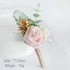 Dekorativa blommor Rose Corsage Wedding Bridal Brosch Artificial Groom Pins Flower Silk Camellia Boutonniere