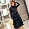 Casual Dresses Fashion Women Skirt Bottoming Shirt Female High Waist Stitching Knitted Suspender Dress Two-piece Sets