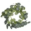 Fleurs décoratives 2m Suspendre Feuilles d'eucalyptus Rotin Plantes Vignes Fleur Artificielle Guirlande Verte Mariage Décoration Murale Maison Guirlande Lvy Vertical