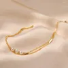 Неклеты Mkopsz Simple White Imation Pearl for Women Fashion Gold Color Двойной слой металлический дизайн.