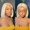 Honing Blonde Gekleurde Menselijk Haar Pruiken Voor Vrouwen Menselijk Haar Remy Braziliaanse Goedkope Rechte Korte Bob Pruik 8 10 12 14 16 Inch
