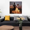 Contemporary Figurative Canvas Art Couple Dancers in The City Hand Painted Dancing Oil Paintings Perfect for Cultural Centers