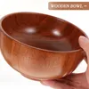 Bowls Solid Wood Bowl Multi-use Rice Japanese Dessert Soup Storage Noodle Ramen Round Salad Restaurant
