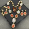 Ketting Oorbellen Set Natuurlijke Barokke Parel Prachtige Hoogwaardige Jade Kristal Handgemaakte Ingelegde Tsjechische Strass Dames Sieraden