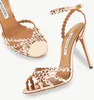 23S/S Aquazzura Tequila Sandale Sommer Luxus Weiße Sandalen Concerto Kristallschuhe Perfekte Lady High Heels Party Hochzeit 35-43 Original Box