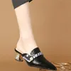 SURET BUTS Kryształki Kapcie ślubne Kobiety poślizgną na oryginalnych skórzanych obcasach sandały gladiatorowe sandały żeńskie spiczaste palec palenia imprezowe pompy swobodne