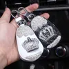 New Universal Leather Car Key Case Crystal Rhinestone Crown Driver's license Cover Holder Car Key Bag Wallets Keychain Accessories