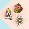 Creative Animal Enamel Pins Cute Chocolate Donut Cat Hippo Horse Monkey Banana Brooches Woman Cartoon Lapel Badges Kids Jewelry