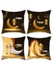 Kissen 4 Stück Auto-Kopfstützen-Zubehörhüllen Golden Moon Funktionelle quadratische Form Langlebig Sofas Betten Polyester Familienbezug