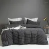 新しいベッドルーム4ピースベッドリネンセット冬の厚い暖かい綿ストライプ羽毛布団カバーファッションシンプルな家族ホテルの寝具セット1
