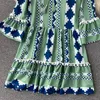 Vestidos casuais Boho Dress 2023 Bohemian Holiday Style Print Trumpet Sleeve Doll Shirt Fresh Fashion Zomer Jurkjes Dames