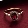 Anneaux de bande Trumium 925 Silver Vintage Gemstone Ring Rouge 5A Anneaux de zircone pour les femmes plaqué or 18 carats Bague de fiançailles de mariage Boucle d'oreille J230602