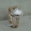 Anelli di banda Huitan AAA Zircon Stone Micro Micro Parente Bridal Ring set romantici Rose Gold Color Encage Anelli all'ingrosso Anelli midi sfusi J230602