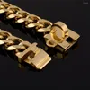 Collari per cani Catene in oro 18 carati Collana a strozzo per cani di taglia media personalizzata 19 mm di larghezza 16-26 pollici Cuban Link Pitbull Bully