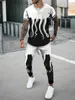 メンズトラックスーツオクトパス3Dプリント半袖Tシャツロングパンツ2ピースセット衣装スーツカジュアル特大の布2023夏の男性