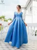 Casual Dresses VAZN 2023 List Solid Young High-end Women Of Quality Ball Gown Long Dress Deep V-Neck Wrist Sleeve