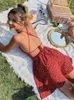 Basic Casual Dresses LiTi Print Summer Dress Confetti Heart Crisscross Tie Backless Cami Boho Beach Sundress Robe 230601