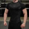 T-shirts pour hommes New Men Gym T-shirt Haute élasticité musculation fitness à séchage rapide à manches courtes sports pour hommes Casual tops tendance running T-shirt T230602