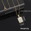 Pendant Necklaces A-Z 26 Letters Necklace Initials Square For Women Men Temperament Metal Collar Chain Jewelry Accessories Lover Gift