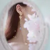 Stud New Trendy Asymmetric Dangle Earrings For Women Shiny Crystal Flower Butterfly Long Tassel Cute Cat Earring Sweet Jewelry