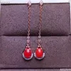 Dangle Earrings KJJEAXCMY Fine Jewelry 925 Sterling Silver Inlaid Natural Red Coral Luxury Girl Eardrop Support Test