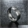 Band Rings Simple Women Men 6Mm Titanium Stainless Steel Letter For Mom Son Daughter Family Love Gifts Fashion Jewelry Drop Delivery Dhrzb