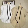 Women's Blouses Women 2023 Summer Lotus Leaf Collar Silk Tie Shirt