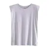 Kvinnotankar svart vit grå randig lös tank topp kvinnor t-shirt överdimensionerad sommar mode japansk ärmlös axel vadderad minimalist