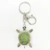 10 Pcs/Lot Custom Green Turtle Rhinestone Keychain Sparkling Tortoise Key Ring Charm Purse Pendant Handbag For Bag Accessories Gift