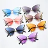 Occhiali da sole Vintage Diamond Rhinestone Y2K Eyewear Butterfly Ladies Shades Bling Occhiali da sole viola per donna