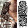 Tatuaggi a braccio pieno manica tatuaggi temporanei per uomini donne realistiche fa falsi tatoos guerrieri tigre tigre fiore tatuaggio adesivo black totem maori