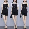 Casual Dresses Fashion och Sexy Two Piece Set Large Women's Mesh Splice Top visar tunna temperamentkvinnor