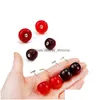 Dangle Chandelier Korean Cute Simation Red Cherry Earrings Romantic Fruit Resin Round Drop Bohemian Valentines Party Gifts For Wom Dh42E