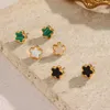 Non ternir acrylique fleur pendentif collier en acier inoxydable plaqué or pendentif collier boucle d'oreille ensemble de bijoux 2021